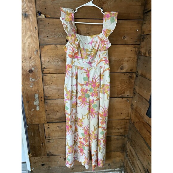 TAYLOR Jumpsuit Women’s M Floral Square Neck Wide Leg Cropped - Picture 1 of 9